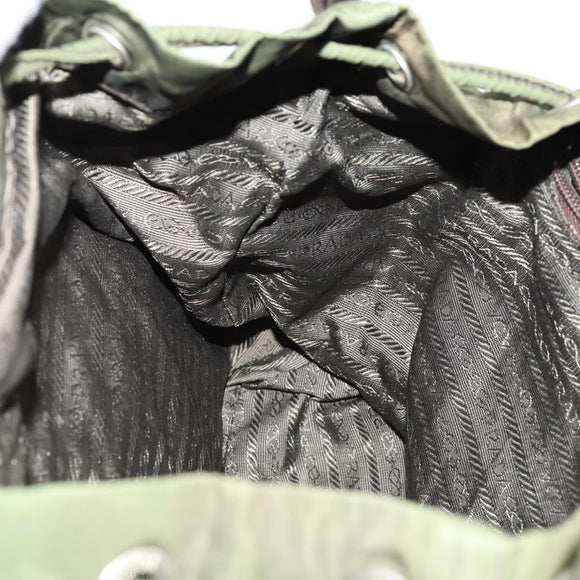 PRADA Backpack Nylon Green Silver Auth 172520