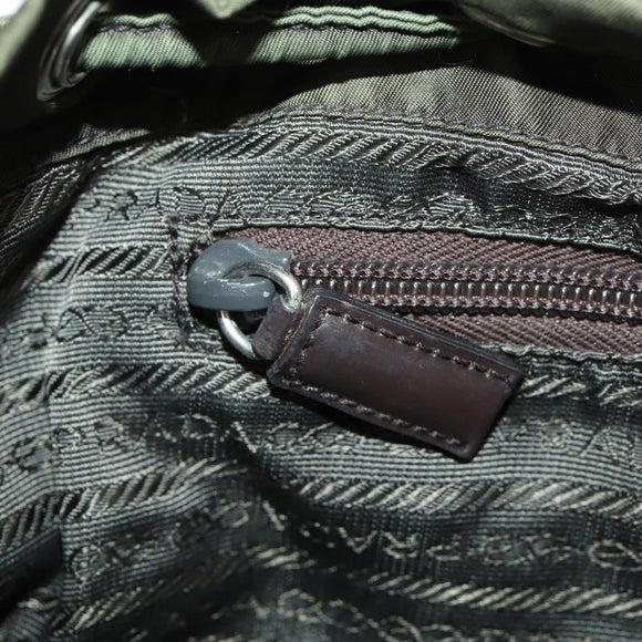 PRADA Backpack Nylon Green Silver Auth 172520