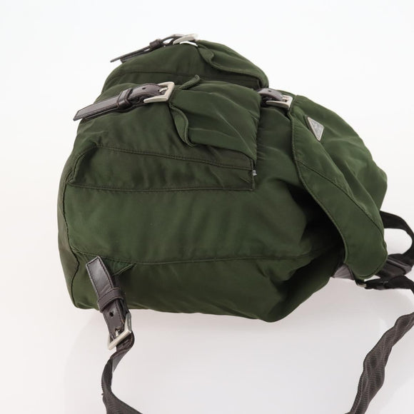 PRADA Backpack Nylon Green Silver Auth 172520