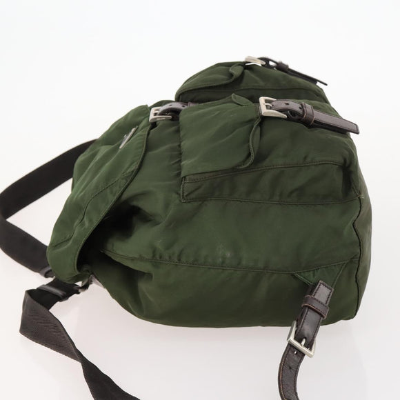 PRADA Backpack Nylon Green Silver Auth 172520