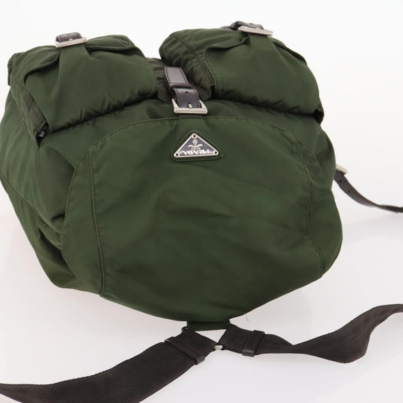 PRADA Backpack Nylon Green Silver Auth 172520
