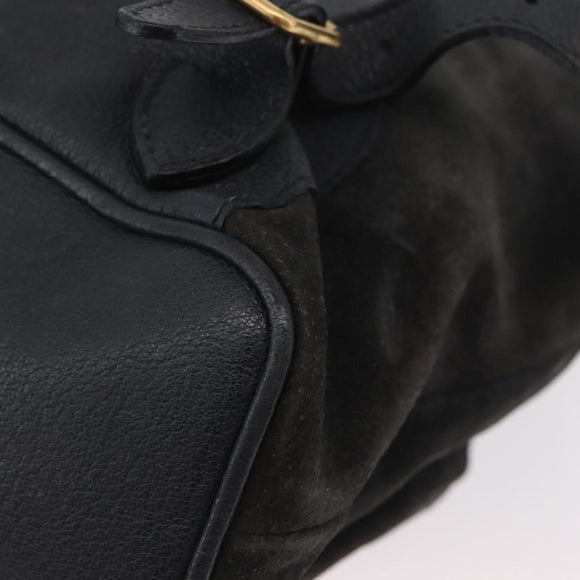 GUCCI Bamboo Backpack Suede Leather Black Gold 003 2058 0016 Auth 172522