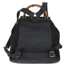 GUCCI Bamboo Backpack Suede Leather Black Gold 003 2058 0016 Auth 172522-3