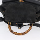 GUCCI Bamboo Backpack Suede Leather Black Gold 003 2058 0016 Auth 172522-6