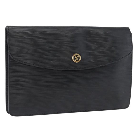 LOUIS VUITTON Epi Montaigne 23 Clutch Bag Black M52662 LV Auth 172524