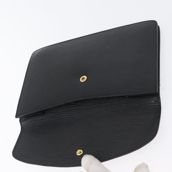 LOUIS VUITTON Epi Montaigne 23 Clutch Bag Black M52662 LV Auth 172524