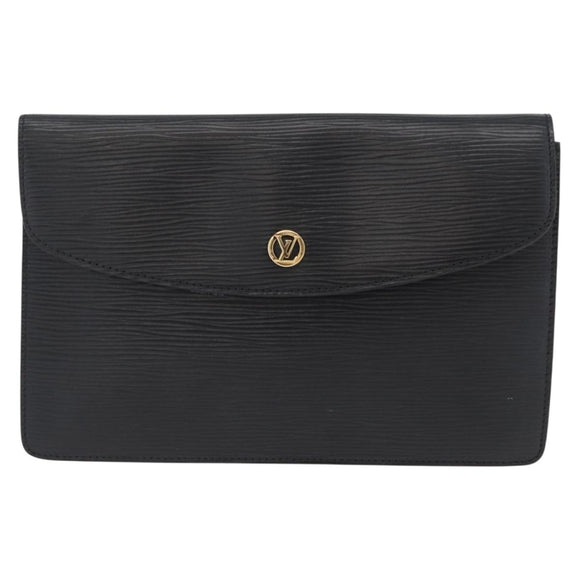LOUIS VUITTON Epi Montaigne 23 Clutch Bag Black M52662 LV Auth 172524