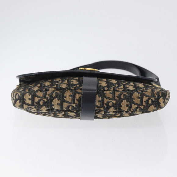 Christian Dior Trotter Canvas Shoulder Bag Navy Gold Auth 172525