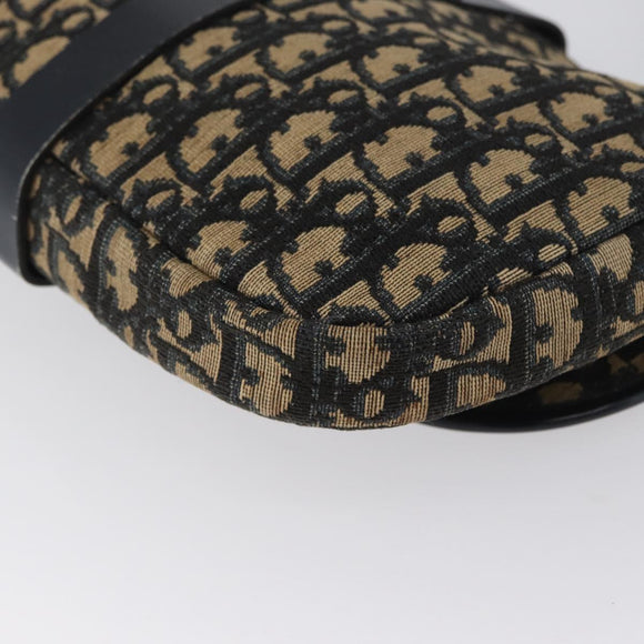 Christian Dior Trotter Canvas Shoulder Bag Navy Gold Auth 172525