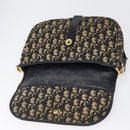 Christian Dior Trotter Canvas Shoulder Bag Navy Gold Auth 172525-10