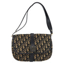 Christian Dior Trotter Canvas Shoulder Bag Navy Gold Auth 172525-13