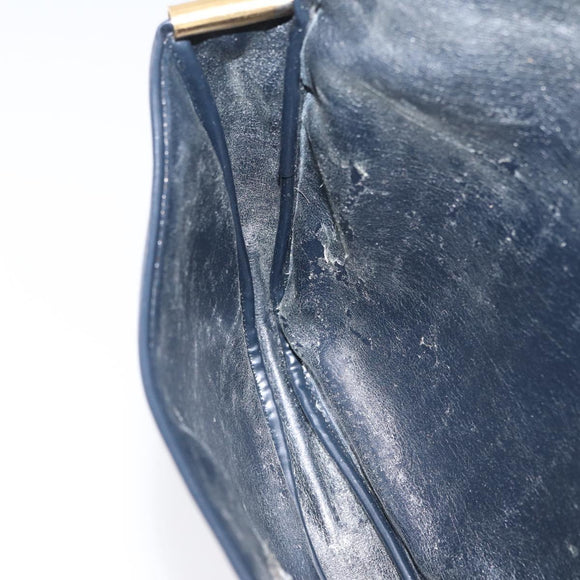 Christian Dior Trotter Canvas Shoulder Bag Navy Gold Auth 172525