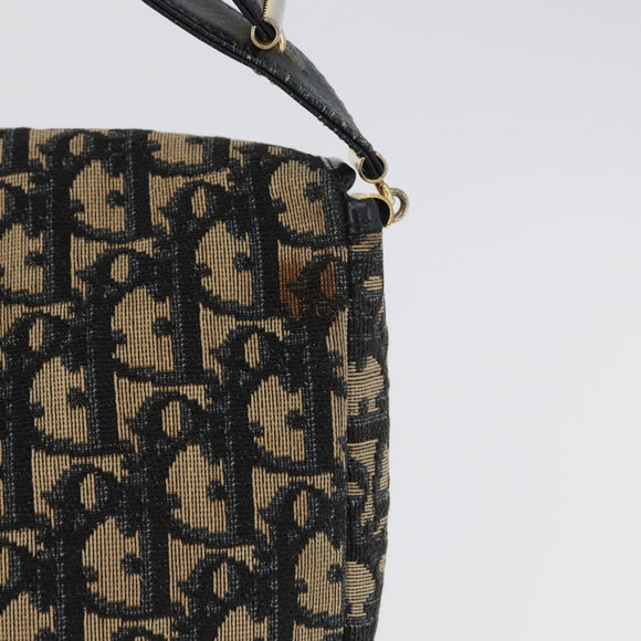 Christian Dior Trotter Canvas Shoulder Bag Navy Gold Auth 172525