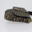 Christian Dior Trotter Canvas Shoulder Bag Navy Gold Auth 172525-4