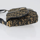 Christian Dior Trotter Canvas Shoulder Bag Navy Gold Auth 172525-5