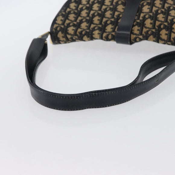 Christian Dior Trotter Canvas Shoulder Bag Navy Gold Auth 172525