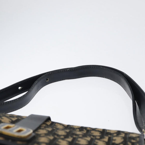 Christian Dior Trotter Canvas Shoulder Bag Navy Gold Auth 172525