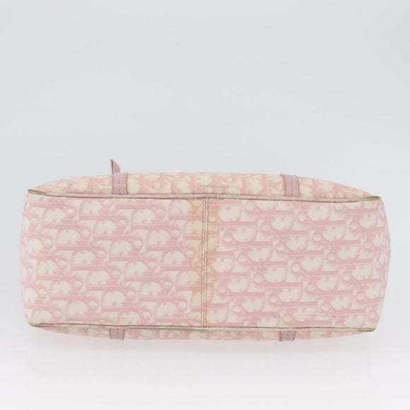 Christian Dior Trotter Canvas Chain Romantic Bag PVC Pink Silver Auth 172531
