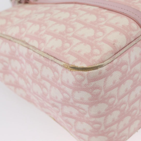 Christian Dior Trotter Canvas Chain Romantic Bag PVC Pink Silver Auth 172531