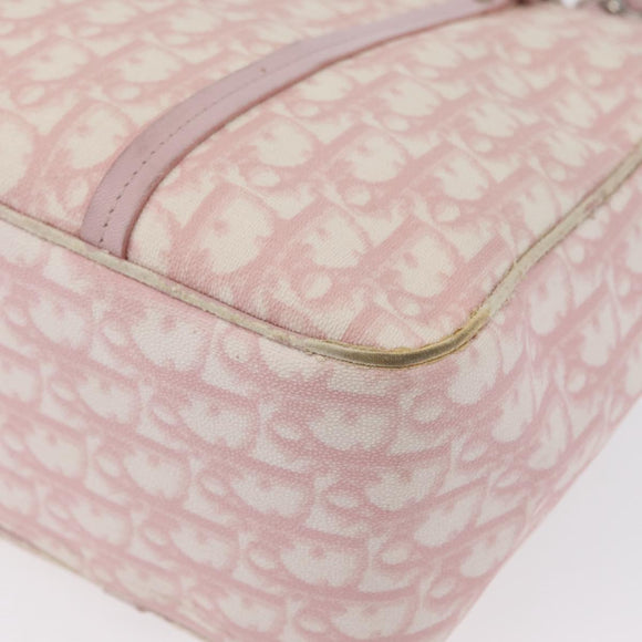 Christian Dior Trotter Canvas Chain Romantic Bag PVC Pink Silver Auth 172531