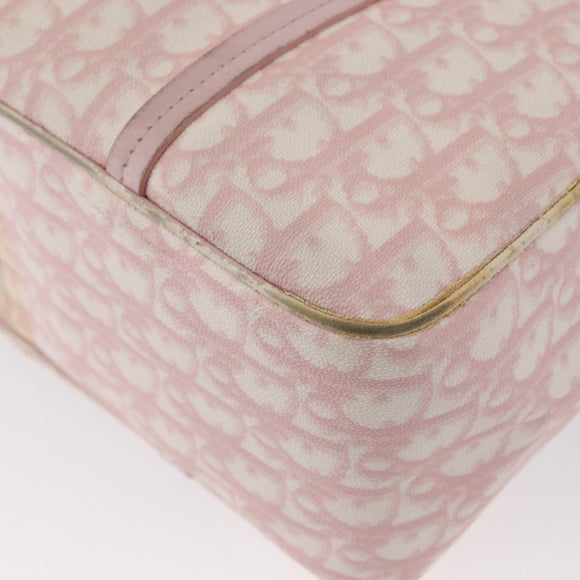Christian Dior Trotter Canvas Chain Romantic Bag PVC Pink Silver Auth 172531