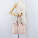 Christian Dior Trotter Canvas Chain Romantic Bag PVC Pink Silver Auth 172531-23
