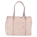 Christian Dior Trotter Canvas Chain Romantic Bag PVC Pink Silver Auth 172531-2