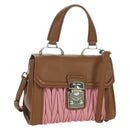 Miu Miu Matelasse Hand Bag Leather 2way Pink Silver Auth 172533M-1