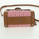 Miu Miu Matelasse Hand Bag Leather 2way Pink Silver Auth 172533M-5