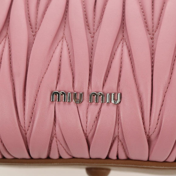 Miu Miu Matelasse Hand Bag Leather 2way Pink Silver Auth 172533M