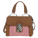 Miu Miu Matelasse Hand Bag Leather 2way Pink Silver Auth 172533M-13