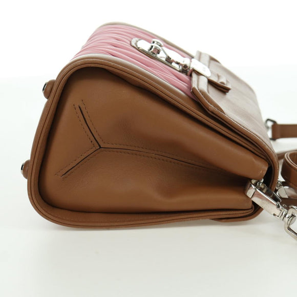 Miu Miu Matelasse Hand Bag Leather 2way Pink Silver Auth 172533M