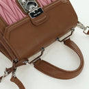 Miu Miu Matelasse Hand Bag Leather 2way Pink Silver Auth 172533M-6