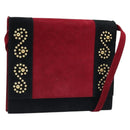 SAINT LAURENT Shoulder Bag Suede Bordeaux Gold Auth 172534-1