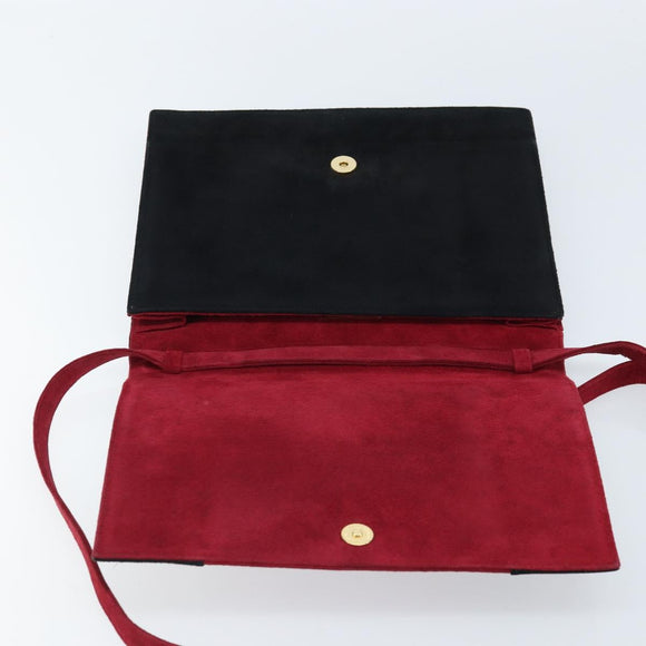 SAINT LAURENT Shoulder Bag Suede Bordeaux Gold Auth 172534