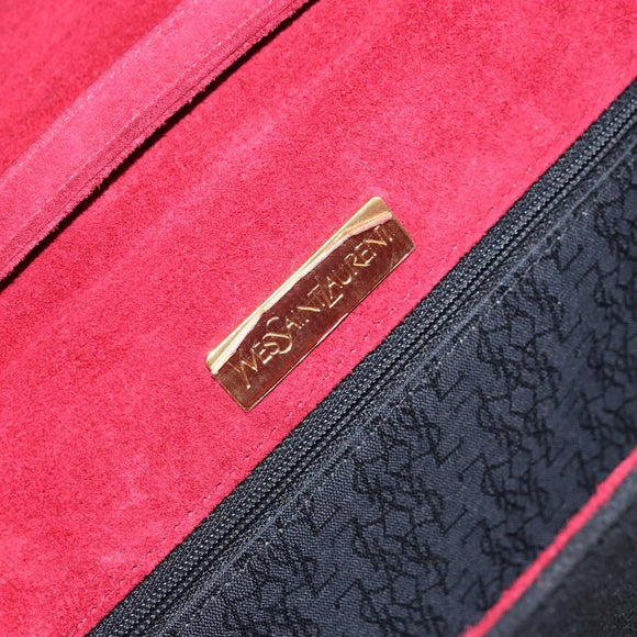 SAINT LAURENT Shoulder Bag Suede Bordeaux Gold Auth 172534