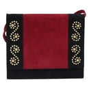 SAINT LAURENT Shoulder Bag Suede Bordeaux Gold Auth 172534-2