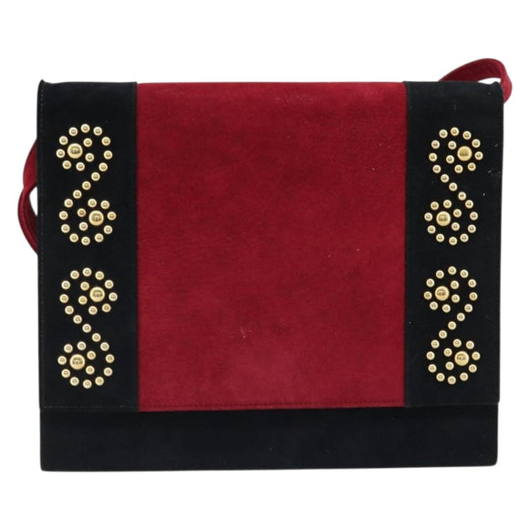 SAINT LAURENT Shoulder Bag Suede Bordeaux Gold Auth 172534