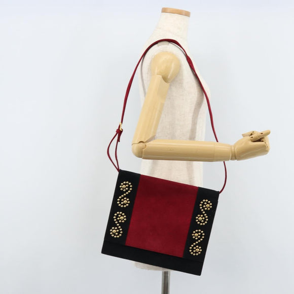 SAINT LAURENT Shoulder Bag Suede Bordeaux Gold Auth 172534