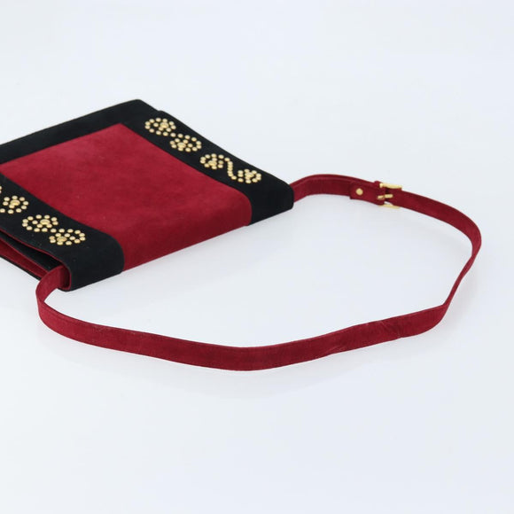 SAINT LAURENT Shoulder Bag Suede Bordeaux Gold Auth 172534