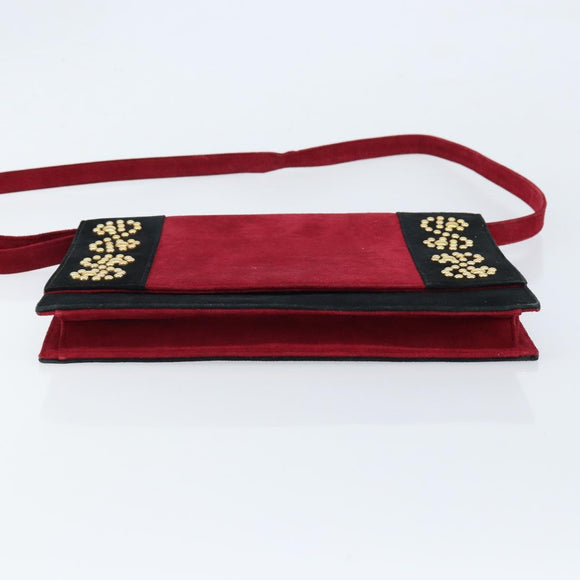 SAINT LAURENT Shoulder Bag Suede Bordeaux Gold Auth 172534