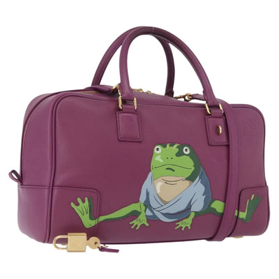 LOEWE Anagram Studio Ghibli Americana 28 Bag Leather 2way Purple Auth 172539SM