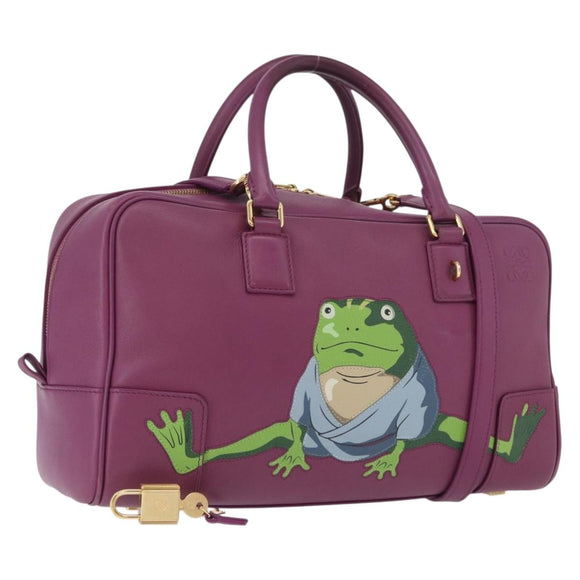 LOEWE Anagram Studio Ghibli Americana 28 Bag Leather 2way Purple Auth 172539SM