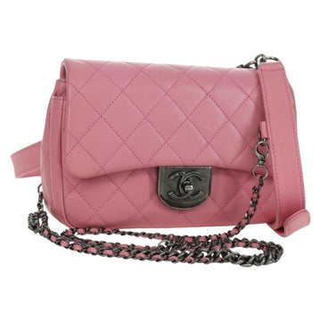 CHANEL Matelasse 22 Chain Bag Leather 2way Pink Silver CC Auth 172544SAM