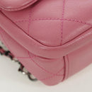 CHANEL Matelasse 22 Chain Bag Leather 2way Pink Silver CC Auth 172544SAM-16