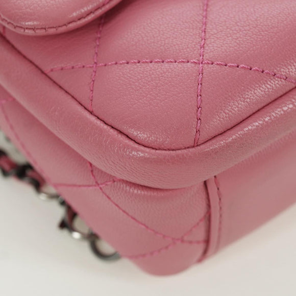 CHANEL Matelasse 22 Chain Bag Leather 2way Pink Silver CC Auth 172544SAM