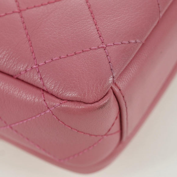 CHANEL Matelasse 22 Chain Bag Leather 2way Pink Silver CC Auth 172544SAM