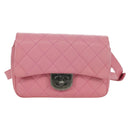 CHANEL Matelasse 22 Chain Bag Leather 2way Pink Silver CC Auth 172544SAM-13