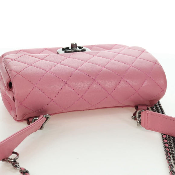 CHANEL Matelasse 22 Chain Bag Leather 2way Pink Silver CC Auth 172544SAM