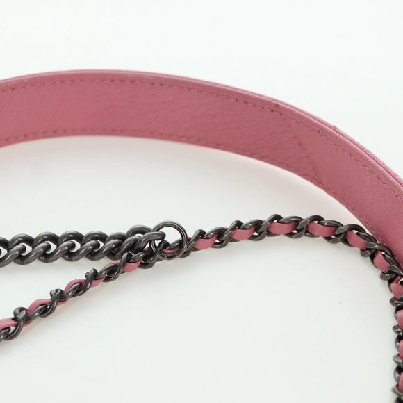 CHANEL Matelasse 22 Chain Bag Leather 2way Pink Silver CC Auth 172544SAM